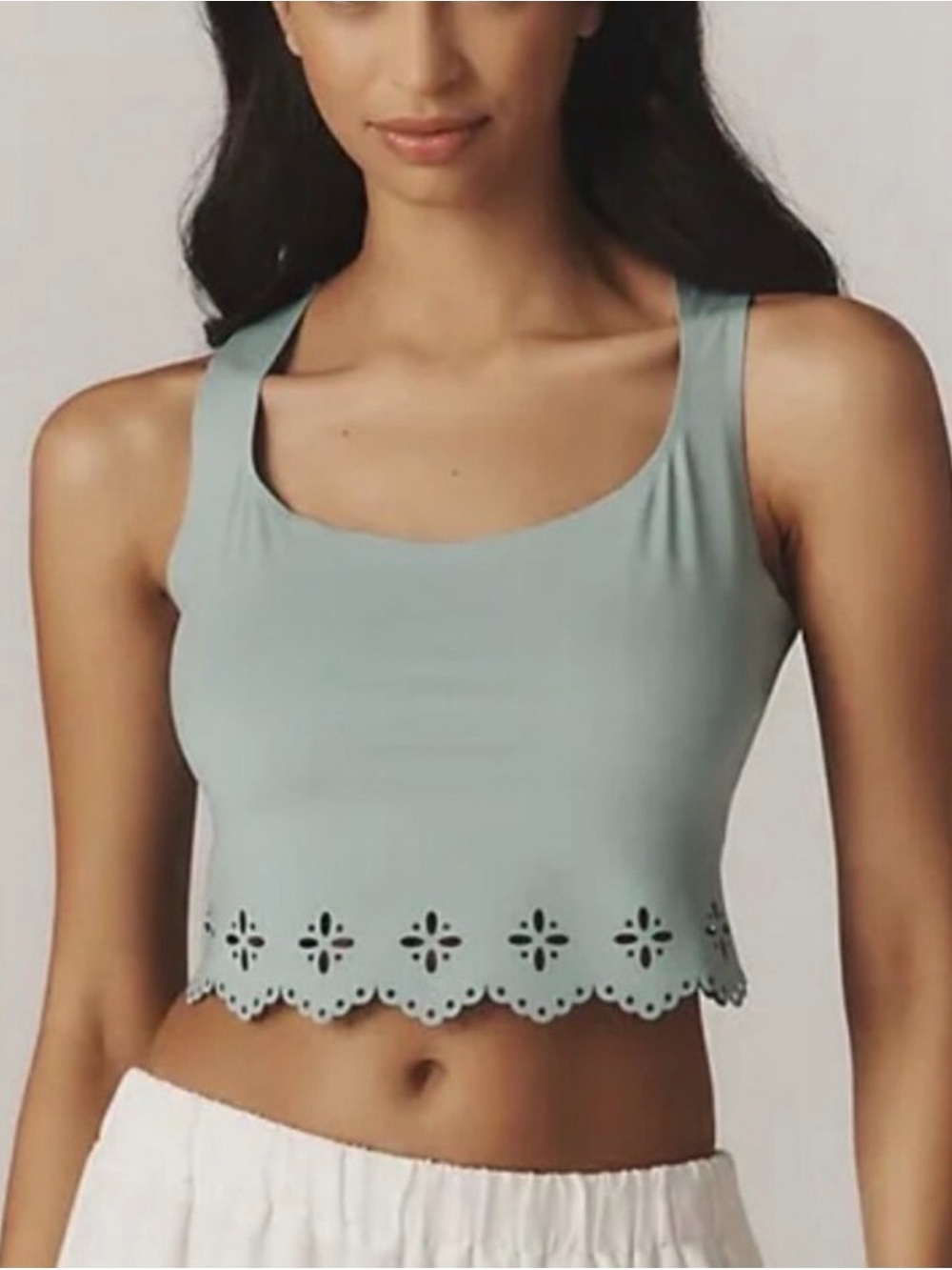 Anthropologie Seamless Laser-Cut Tank Top with Scalloped Edge, Crop, NWT, Medium